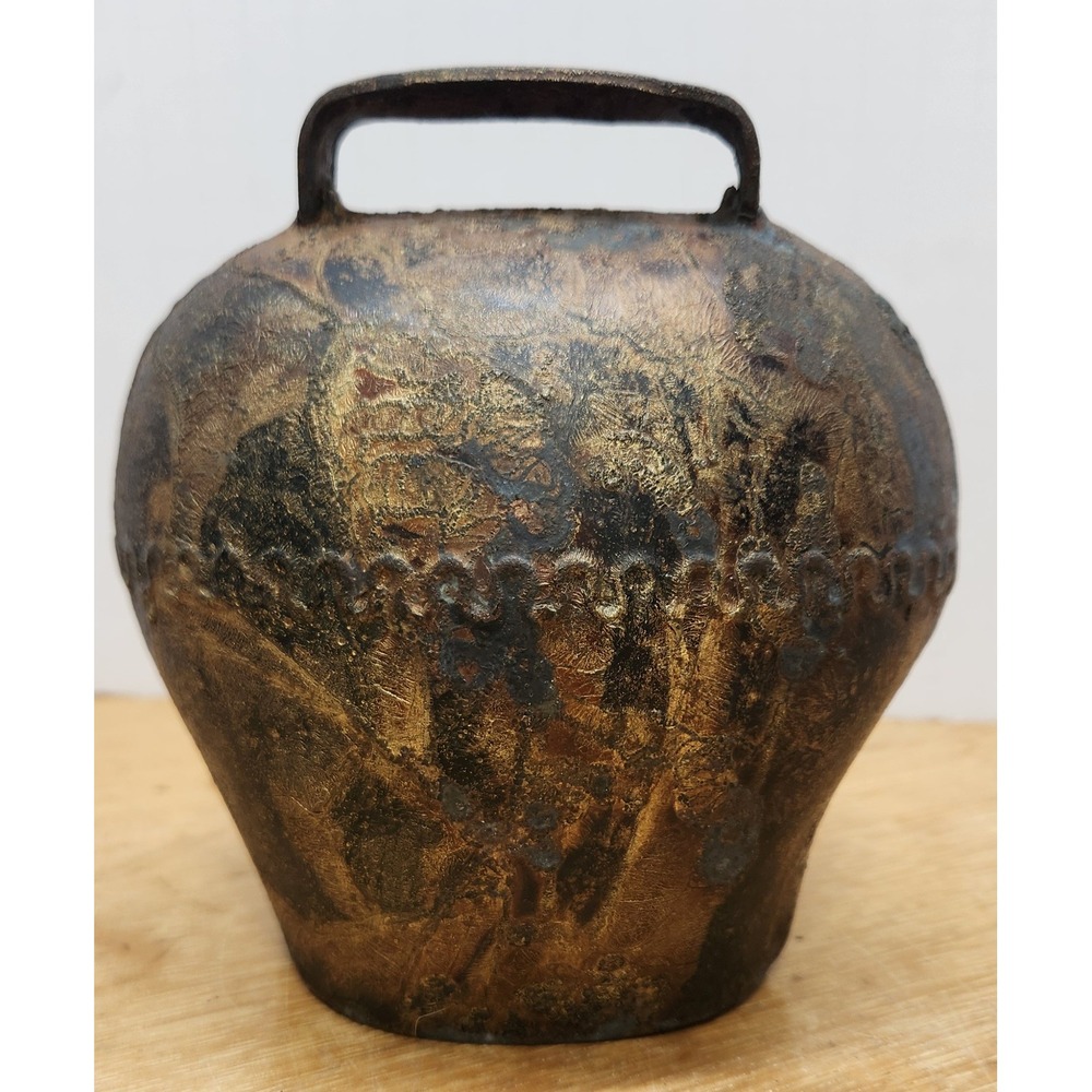 Vintage Swiss Rustic Metal Cow Bell Antique Style Farmhouse Decor 5.5 Inch